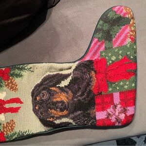 Festive Dog/ Dachshund Needlepoint Christmas Stocking